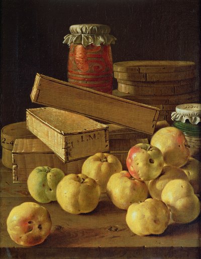 Still Life with Apples, Pots of Jam and Boxes of Cake by Luis Egidio Melendez